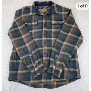 Men's Orvis Heavyweight Flannel Shirt Jacket Pockets XL Plaid Multicolor Outdoor